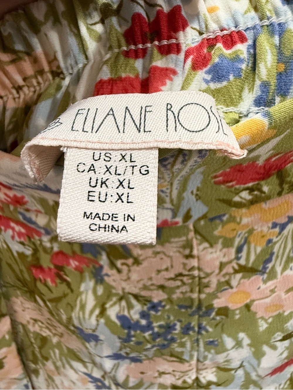 Eliane Rose Floral Wide-Leg Tie-Waist Pants - Multicolor. XL. Boho - Picture 2 of 3